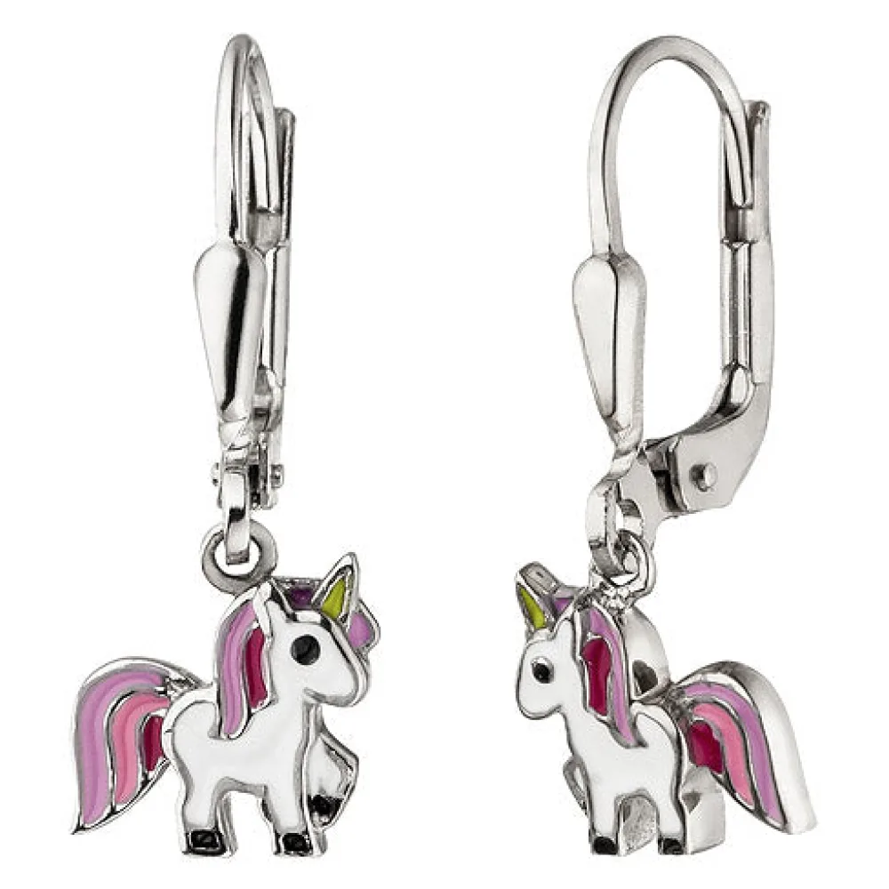 Kinder Ohrhänger Einhorn 925 Sterling Silber Kinderohrringe