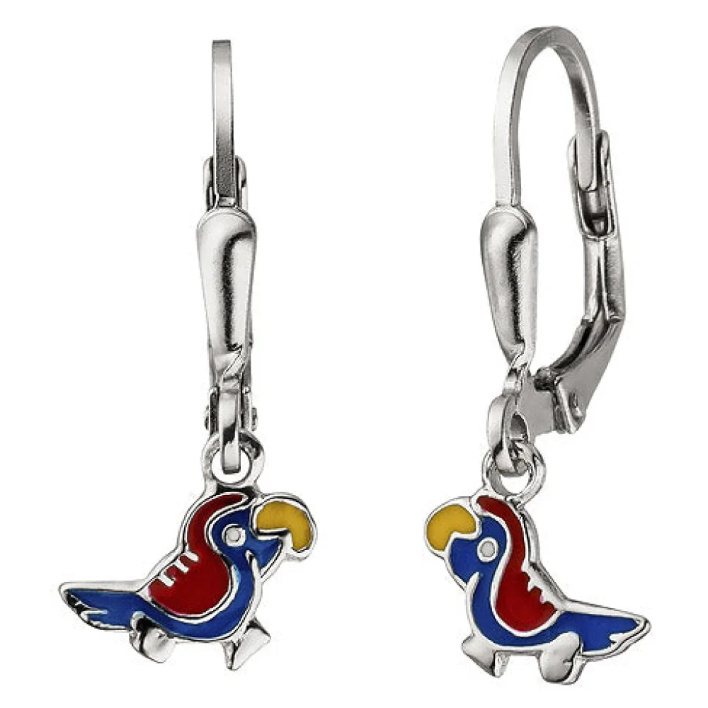 Kinder Ohrhänger Papagei 925 Sterling Silber Ohrringe Kinderohrringe