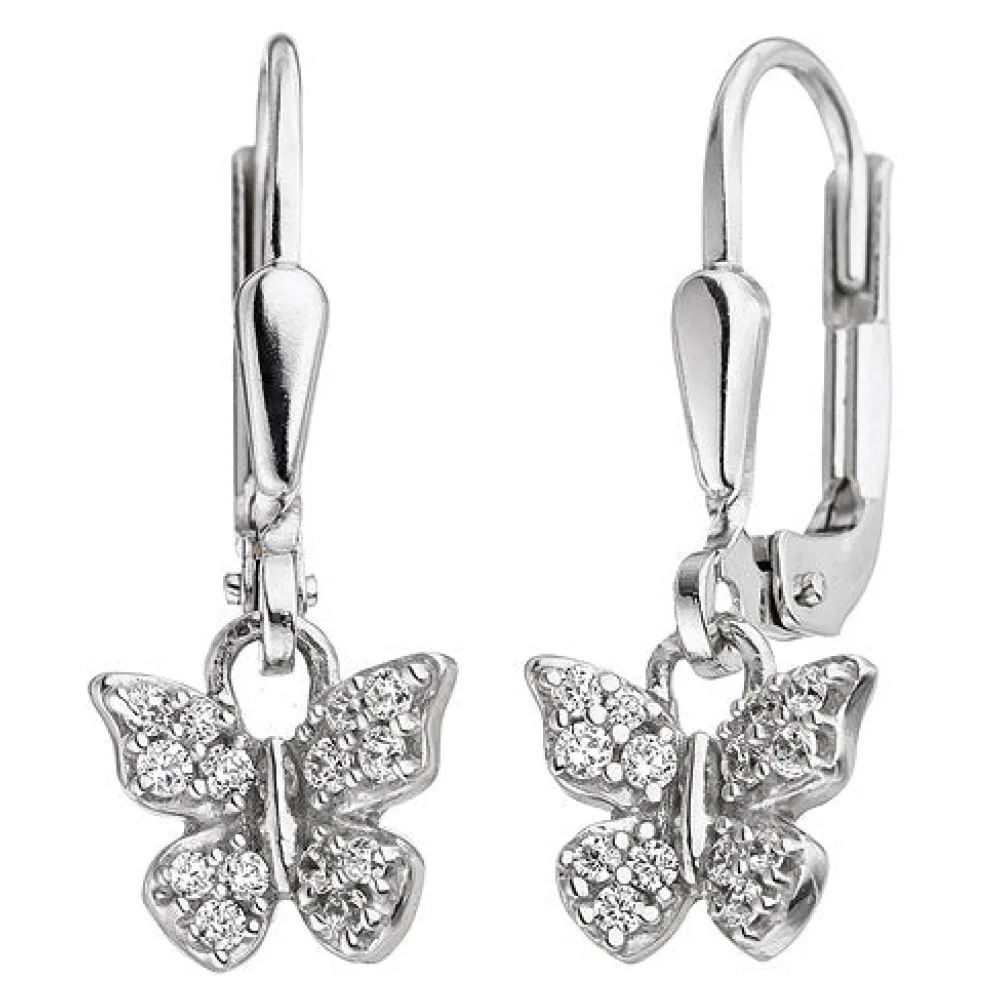 Kinder Ohrhänger Schmetterling 925 Silber mit Zirkonia Ohrringe Kinderohrringe