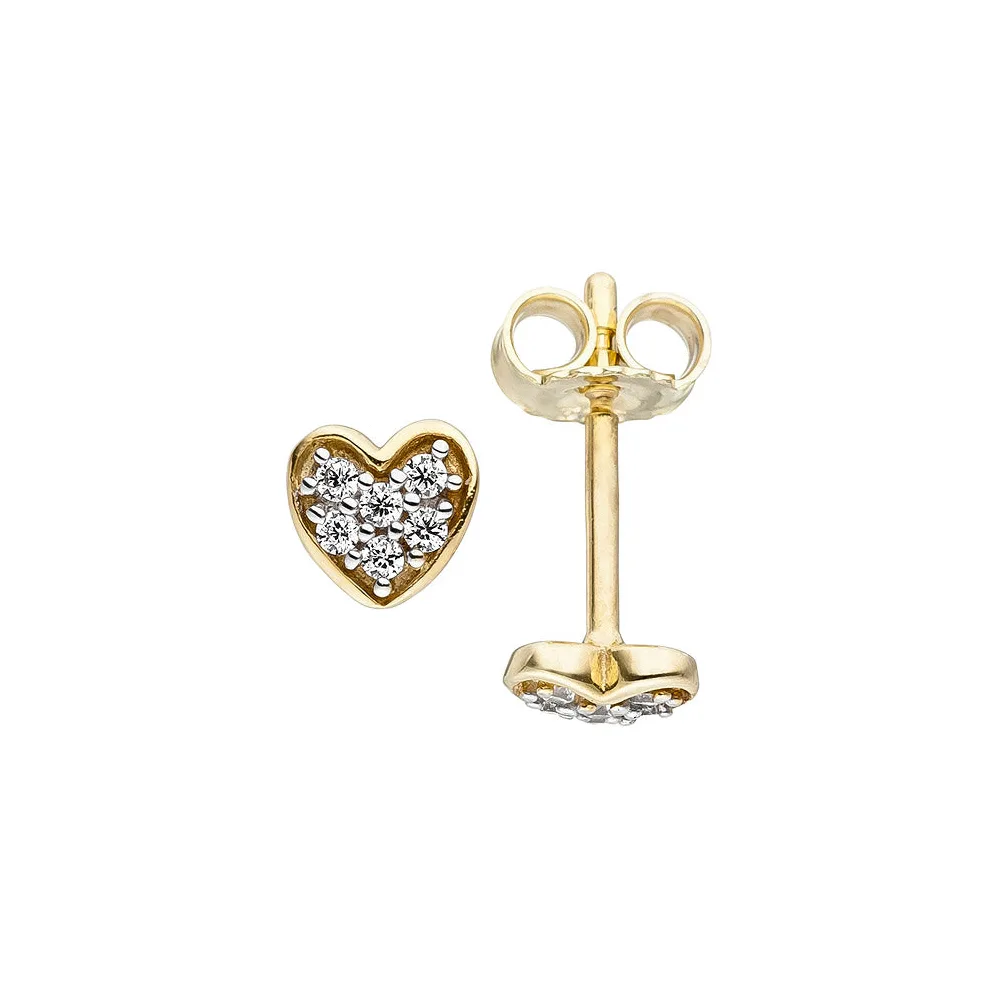 Kinder Ohrstecker Herz 375 Gold Gelbgold 12 Zirkonia Herzohrstecker Ohrringe