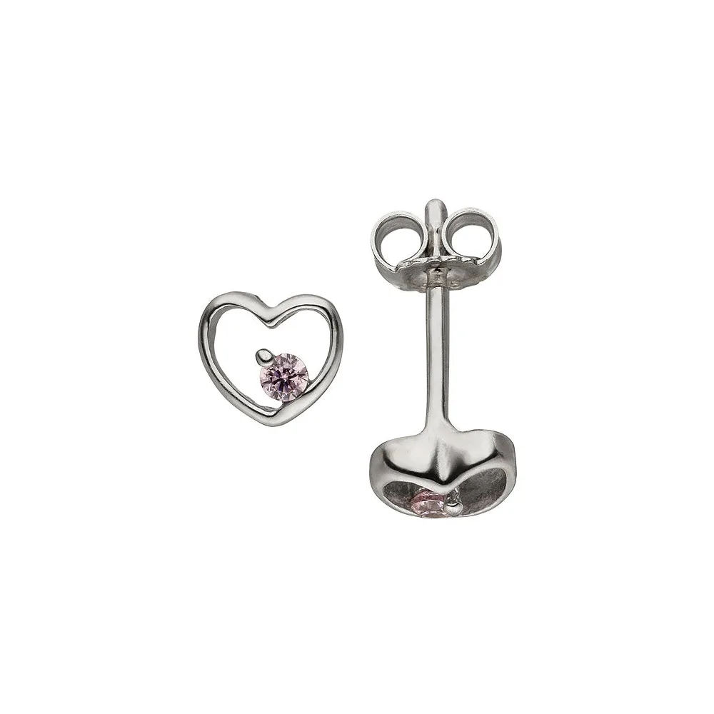Kinder Ohrstecker Herz 925 Sterling Silber 2 Zirkonia Kinderohrringe