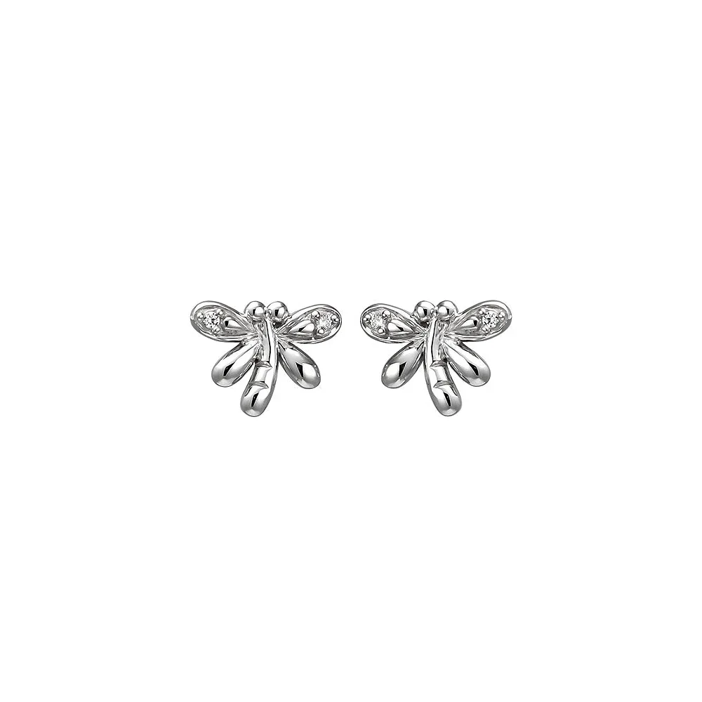 Kinder Ohrstecker Libelle 925 Sterling Silber 4 Zirkonia Ohrringe