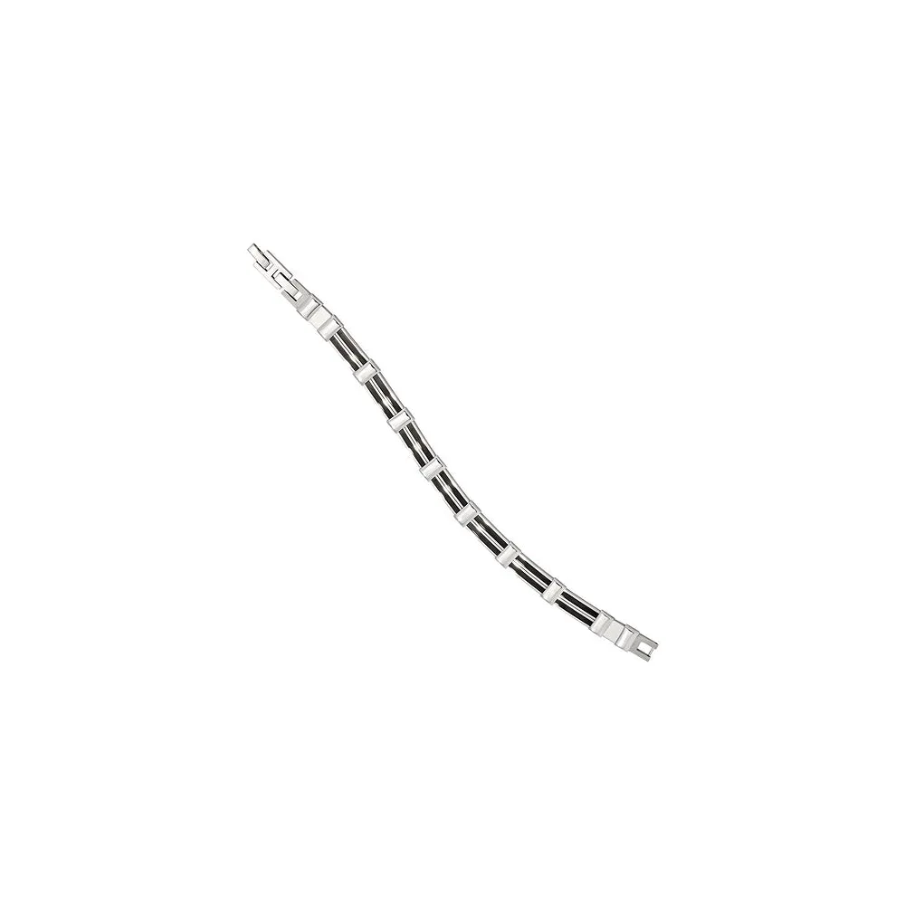 Armband Edelstahl mit schwarzer Keramik 21 cm Edelstahlarmband Klappverschluss