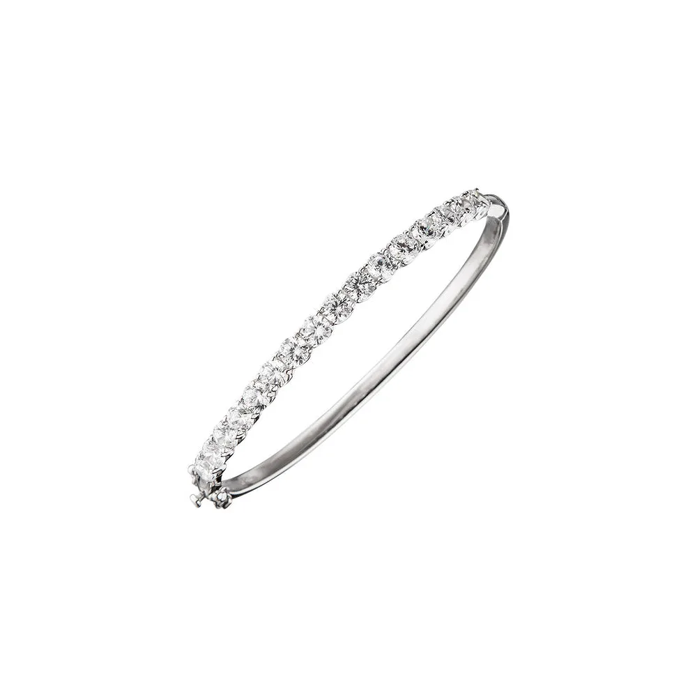 Armreif Armband oval 925 Sterling Silber 16 Zirkonia Silberarmreif Kastenschloss