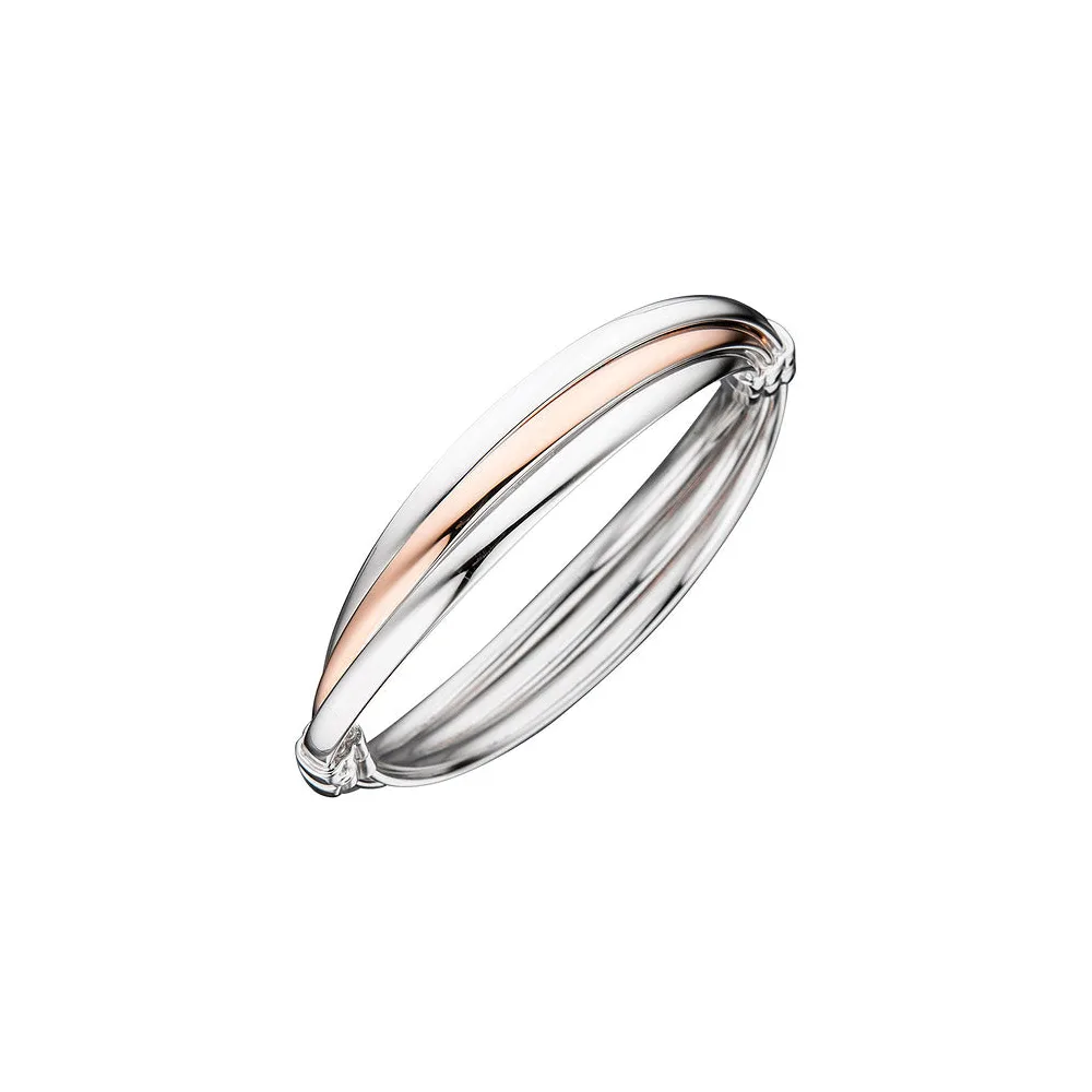 Armreif Armband oval 925 Sterling Silber bicolor vergoldet