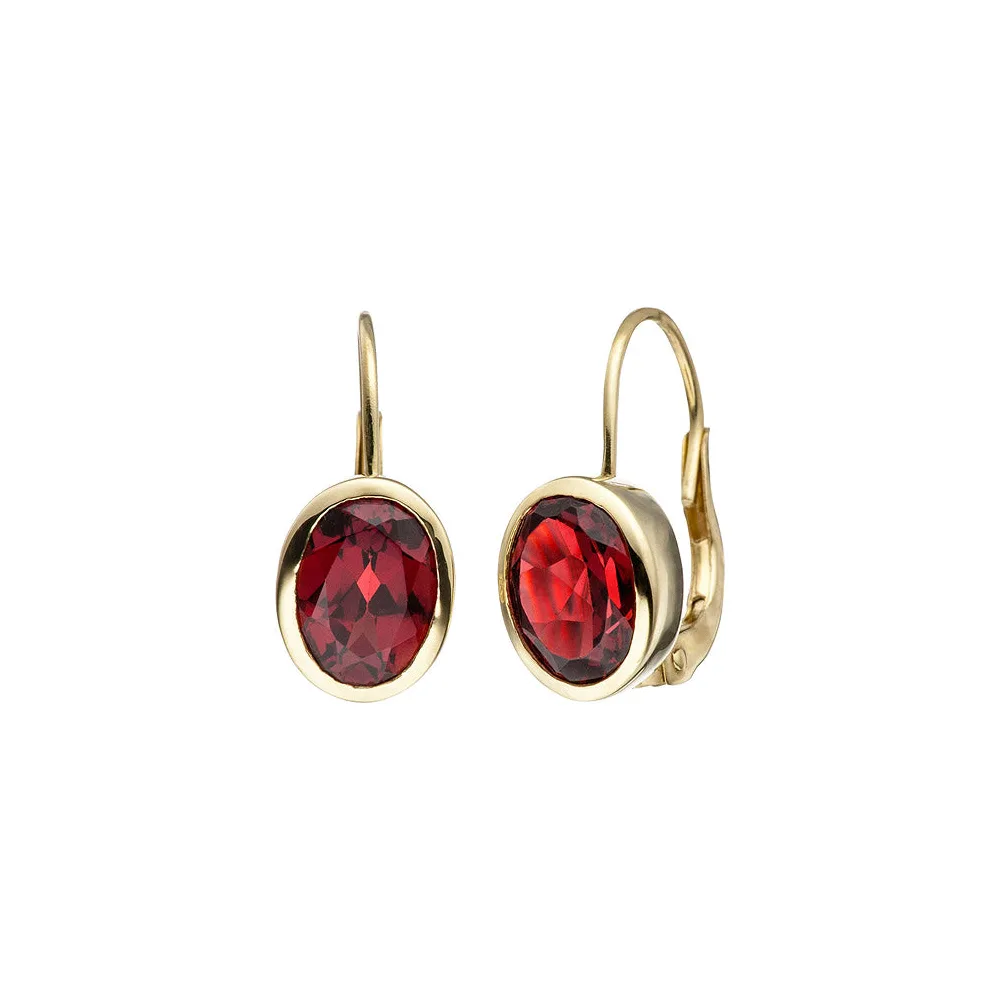 Boutons 333 Gold Gelbgold 2 Granate rot Ohrringe Ohrhänger Granatohrringe