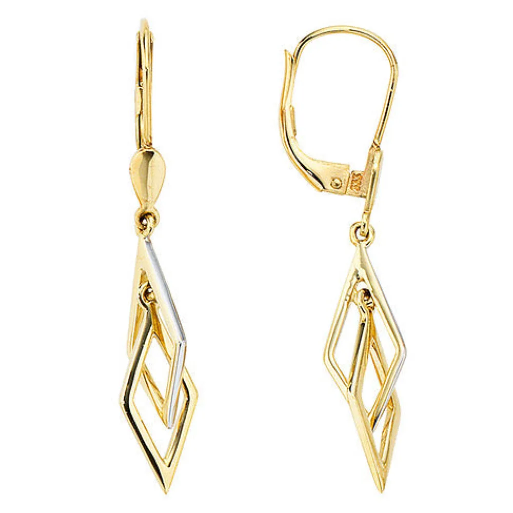 Boutons 333 Gold Gelbgold bicolor Ohrringe Ohrhänger Goldohrringe