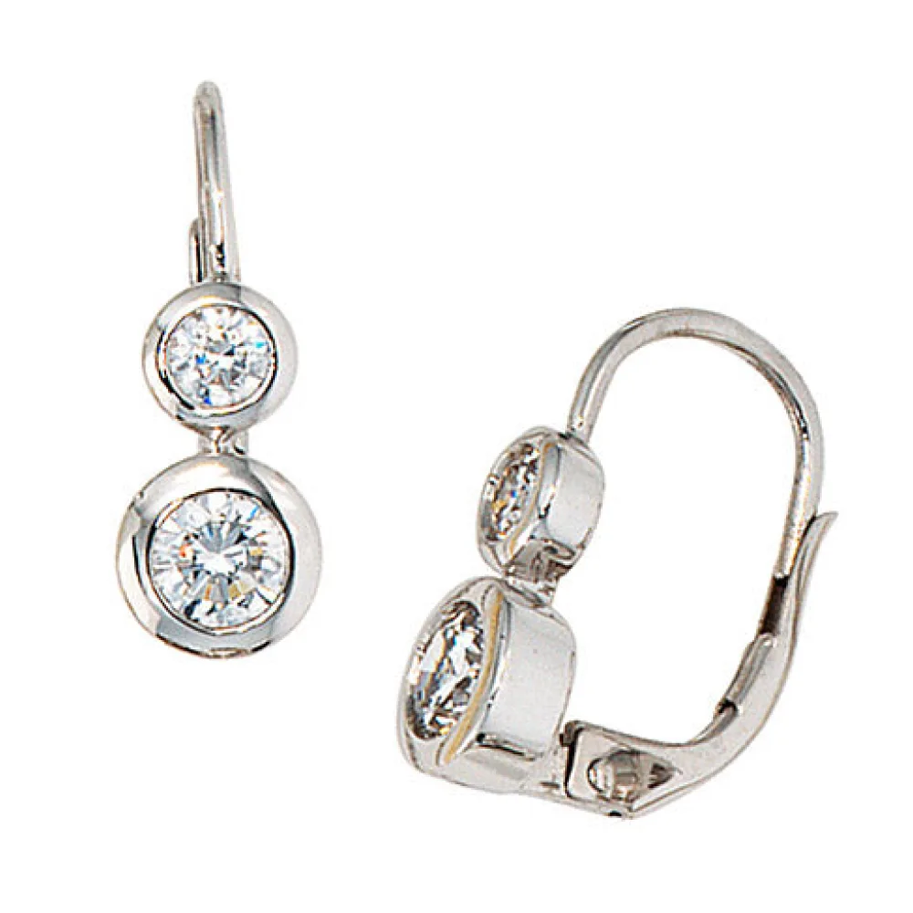 Boutons 333 Gold Weißgold 4 Zirkonia Ohrringe Ohrhänger Goldohrringe