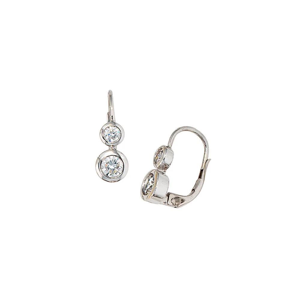 Boutons 333 Gold Weißgold 4 Zirkonia Ohrringe Ohrhänger Goldohrringe
