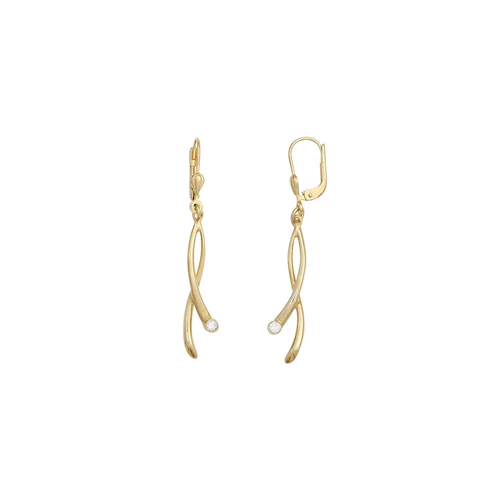 Boutons 375 Gold Gelbgold 2 Zirkonia Ohrringe Ohrhänger Goldohrringe