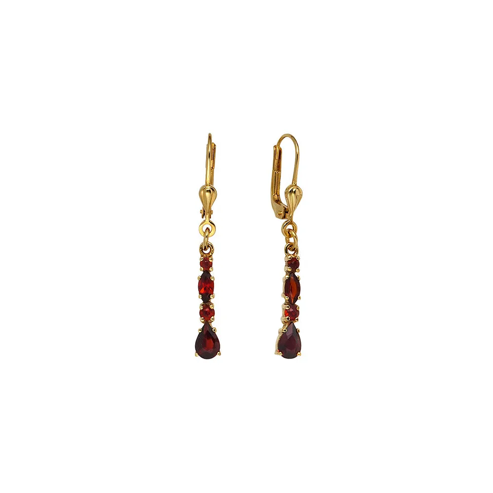 Boutons 375 Gold Gelbgold 8 Granate rot Ohrringe Ohrhänger Goldohrringe
