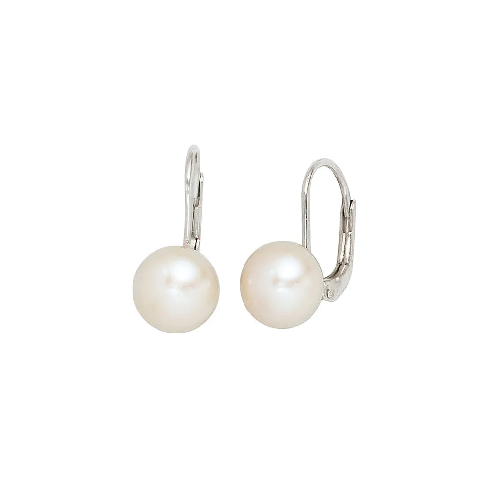Boutons 925 Sterling Silber 2 Süßwasser Perlen Ohrringe Ohrhänger Perlenohrringe