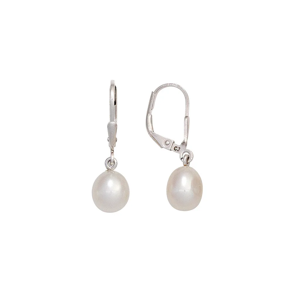 Boutons 925 Sterling Silber 2 Süßwasser Perlen Ohrringe Ohrhänger Perlenohrringe