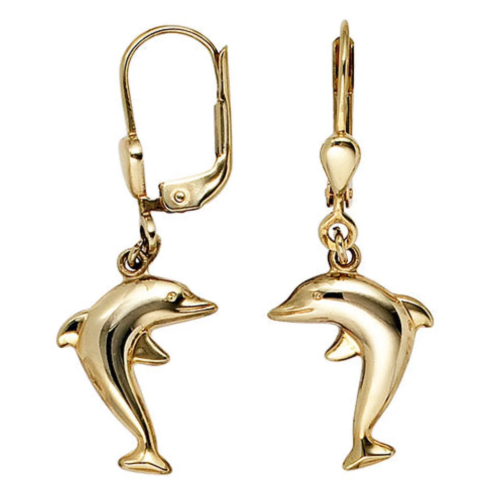 Boutons Delfin 333 Gold Gelbgold Ohrringe Ohrhänger Goldohrringe