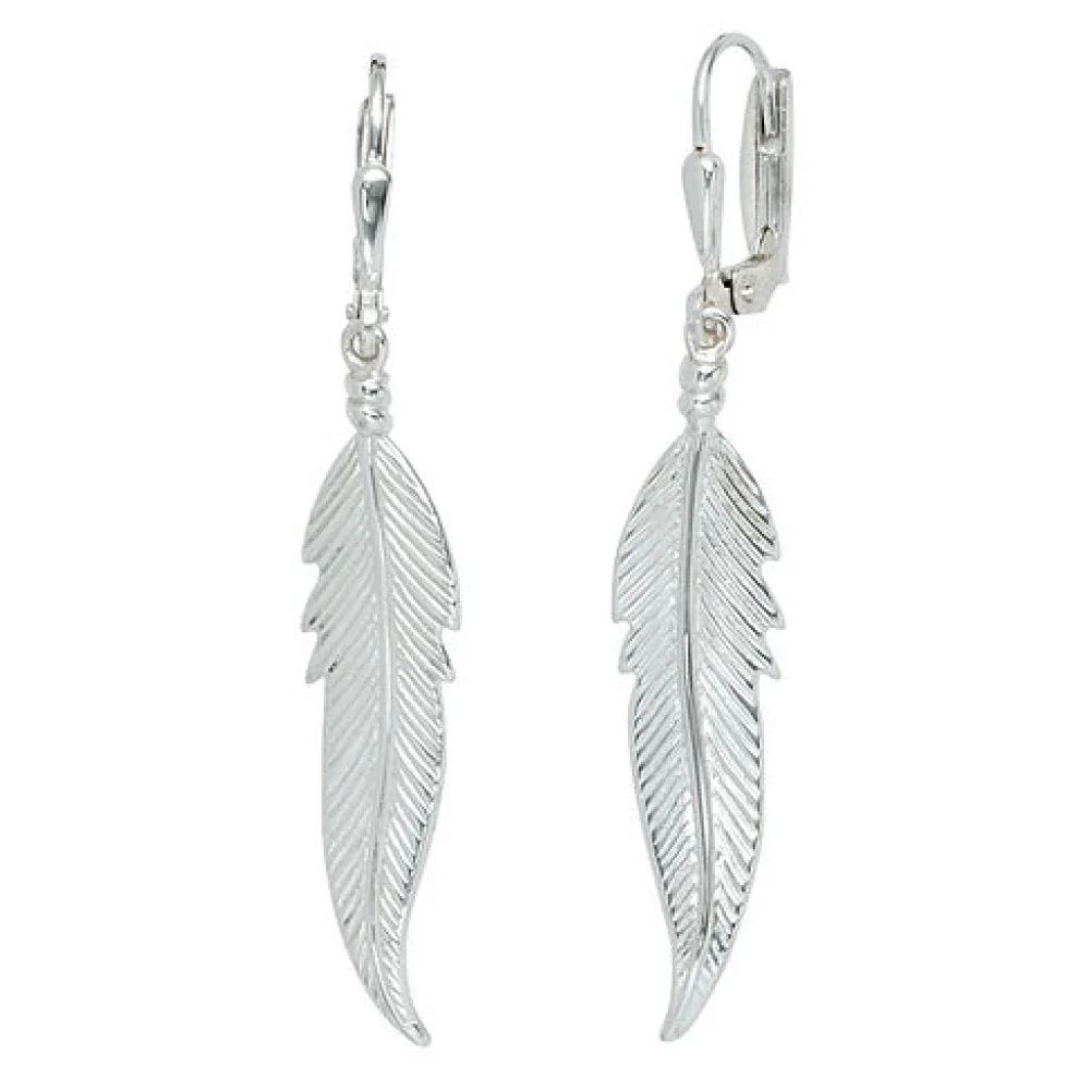 Boutons Feder 925 Sterling Silber Ohrringe Ohrhänger