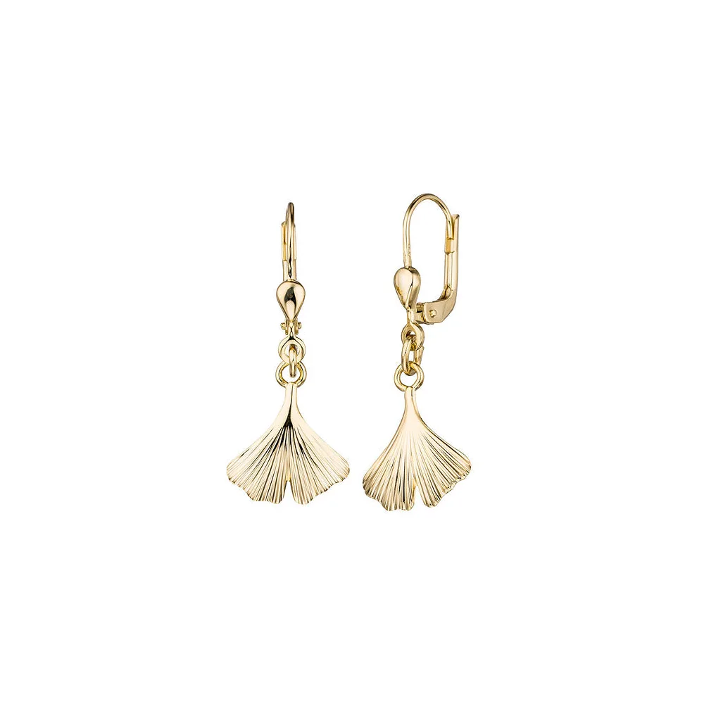 Boutons Gingko Ginko 375 Gold Gelbgold Ohrringe Ohrhänger