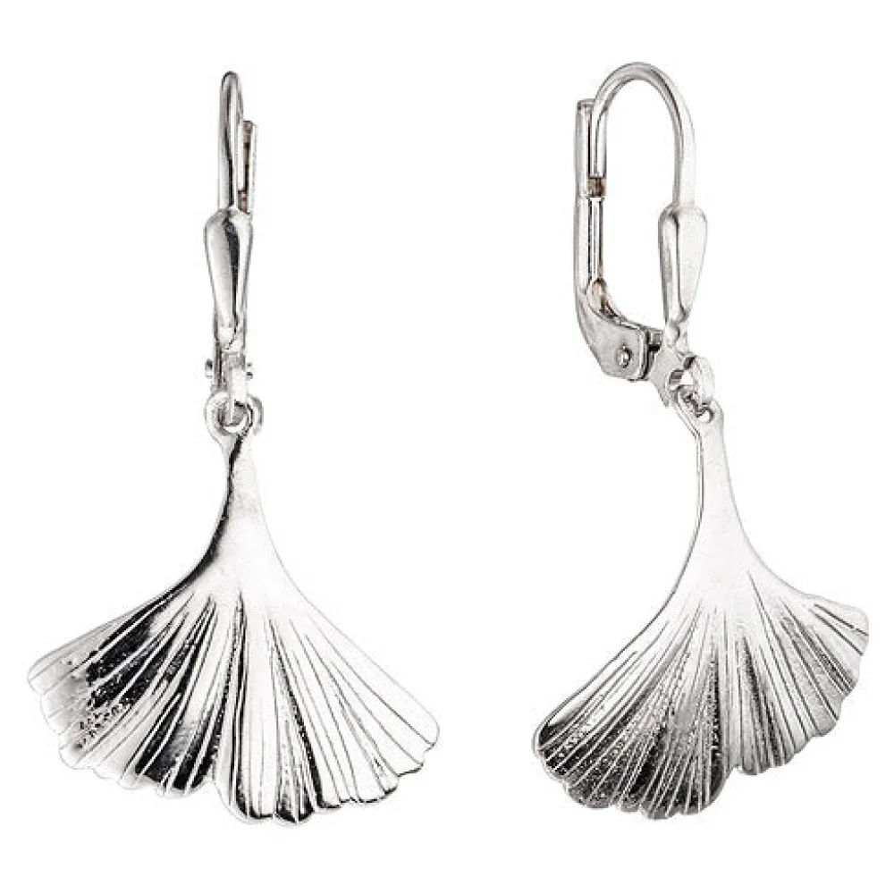 Boutons Gingko Ginko 925 Sterling Silber rhodiniert Ohrringe Ohrhänger