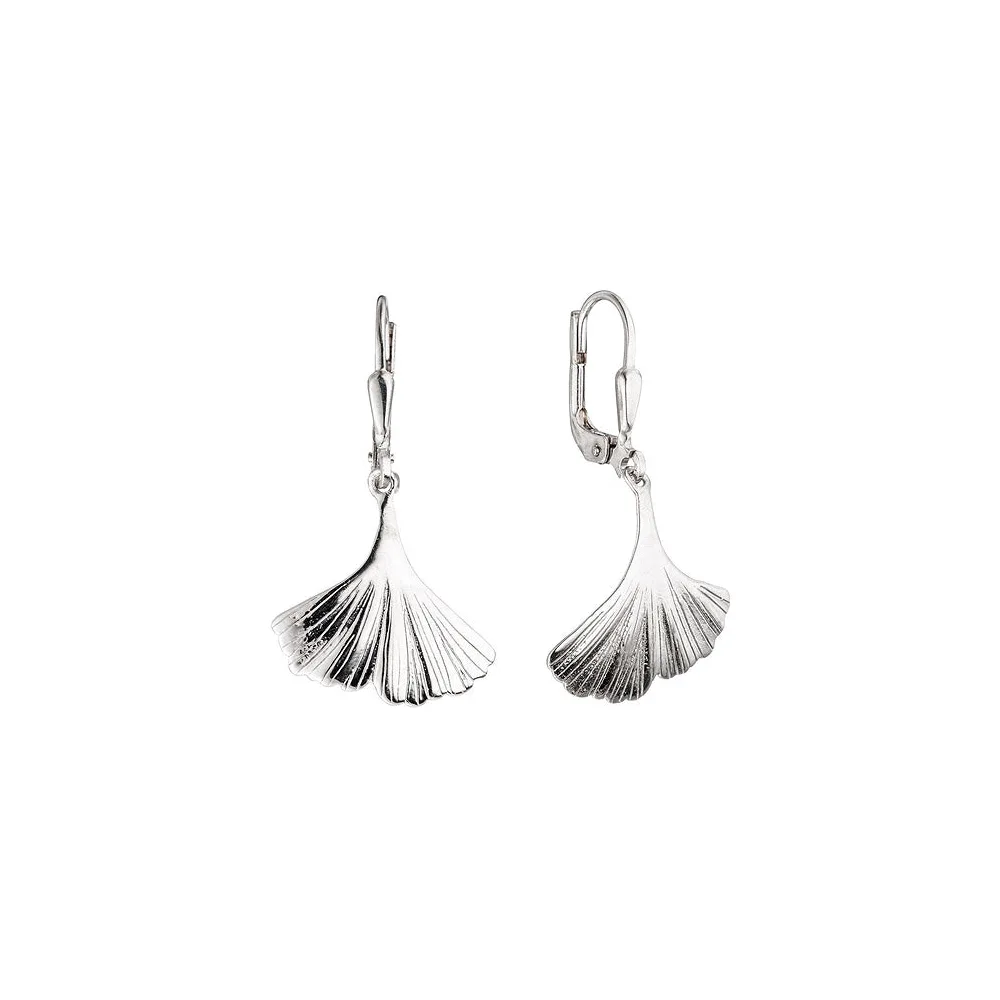 Boutons Gingko Ginko 925 Sterling Silber rhodiniert Ohrringe Ohrhänger