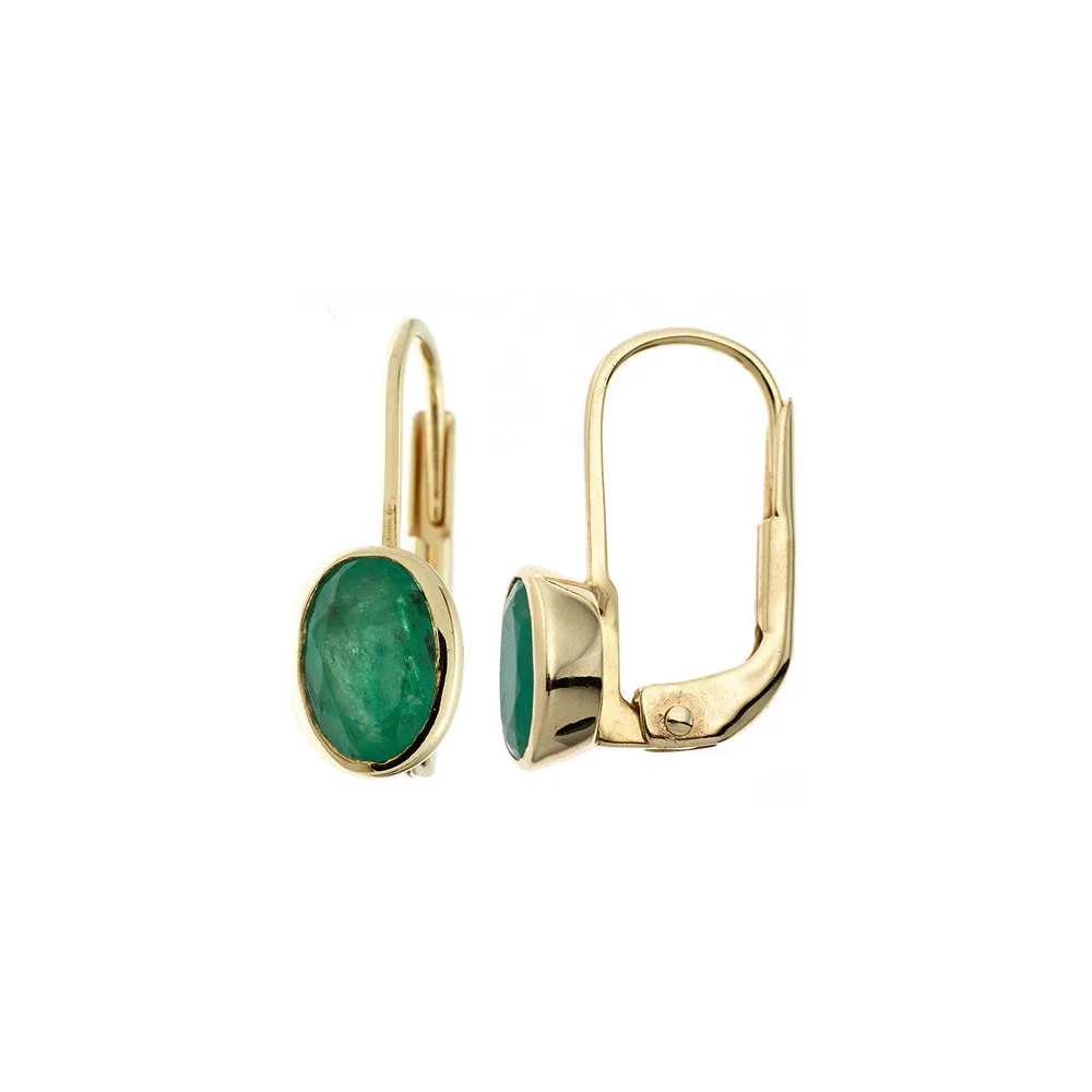 Boutons oval 333 Gold Gelbgold 2 Smaragde grün Ohrringe Ohrhänger Goldohrringe