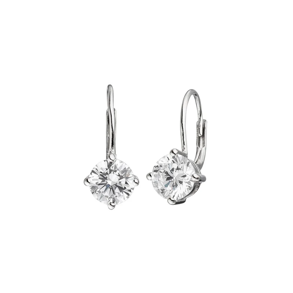 Boutons quadratisch 925 Sterling Silber rhodiniert 2 Zirkonia Ohrringe Ohrhänger
