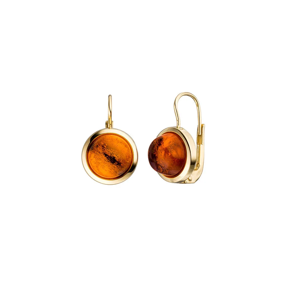 Boutons rund 333 Gold Gelbgold 2 Bernsteine orange Ohrringe Ohrhänger