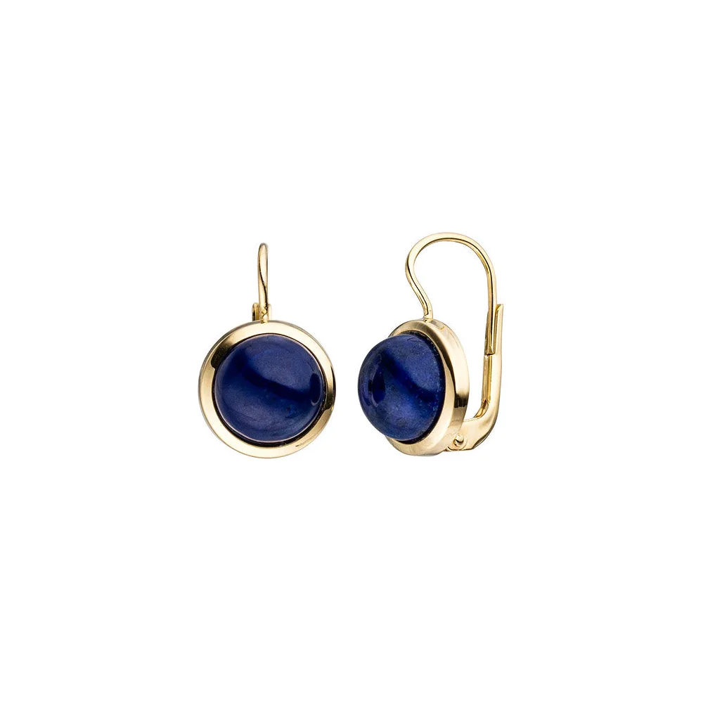 Boutons rund 333 Gold Gelbgold 2 Lapislazuli blau Ohrringe Ohrhänger