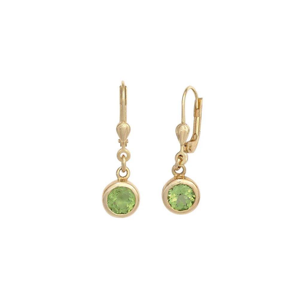 Boutons rund 585 Gold Gelbgold 2 Peridote grün Ohrringe Ohrhänger Goldohrringe