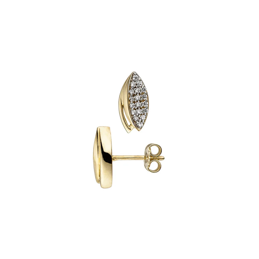 Ohrstecker 333 Gold Gelbgold bicolor mit Zirkonia Ohrringe Goldohrringe