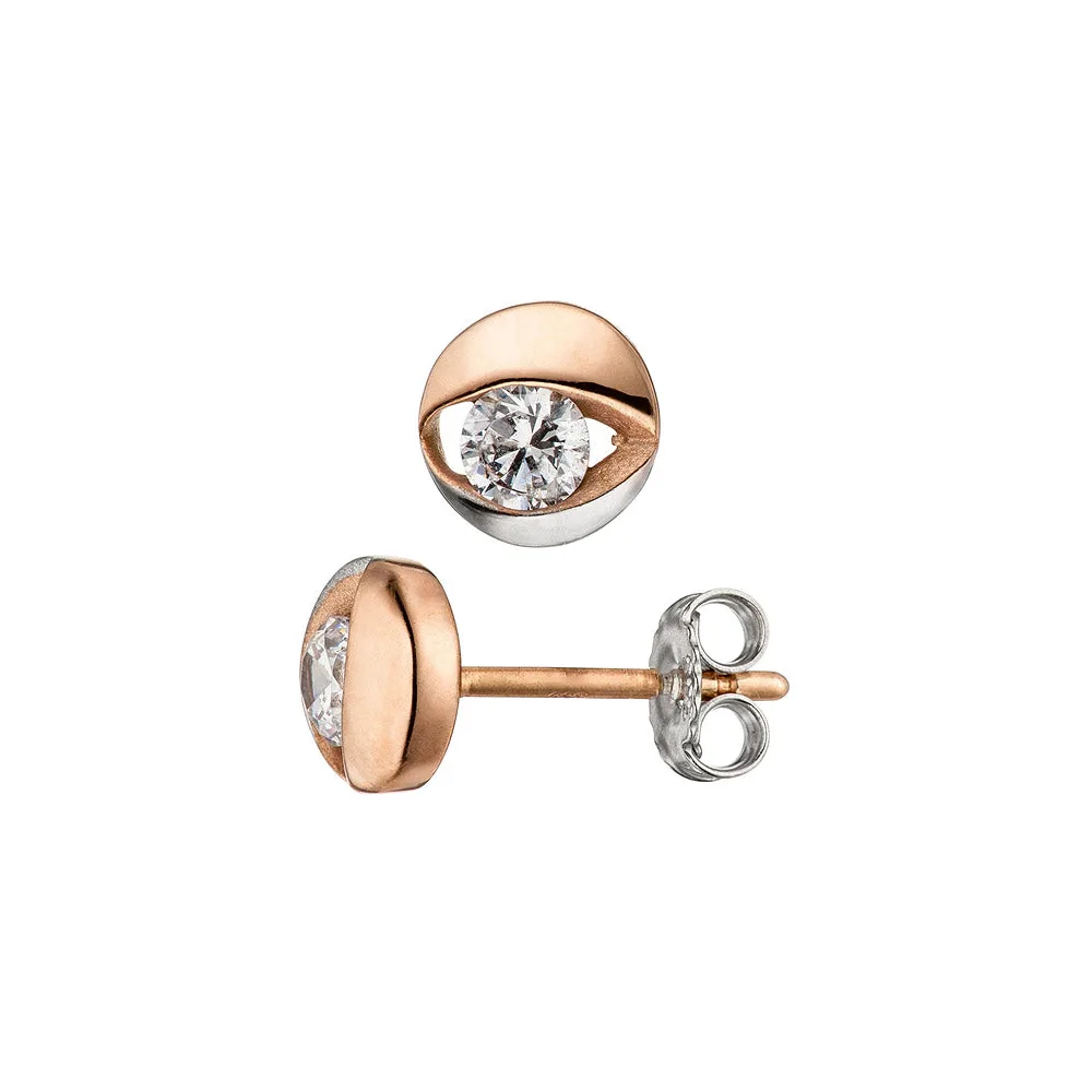 Ohrstecker 333 Gold Rotgold bicolor 2 Zirkonia Ohrringe Rotgoldohrringe