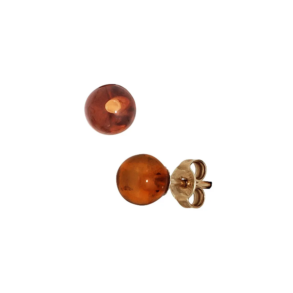 Ohrstecker 375 Gold Gelbgold 2 Bernsteine orange Ohrringe Bernsteinohrringe