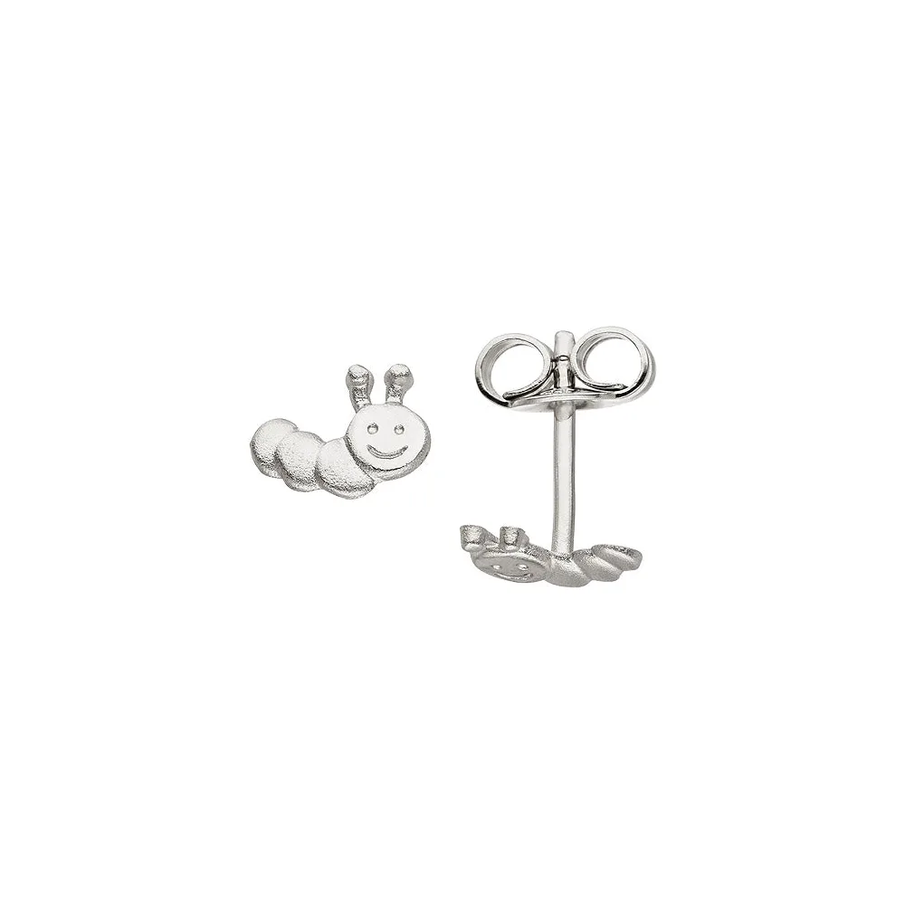 Kinder Ohrstecker Raupe 925 Sterling Silber mattiert Ohrringe Kinderohrringe