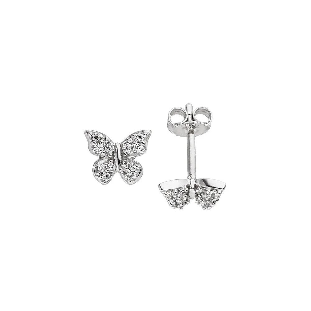 Kinder Ohrstecker Schmetterling 925 Silber mit Zirkonia Kinderohrringe