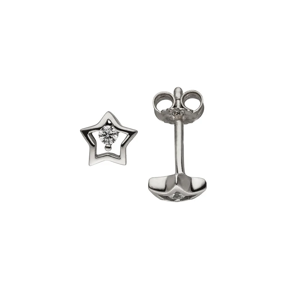 Kinder Ohrstecker Stern 925 Sterling Silber 2 Zirkonia Kinderohrringe