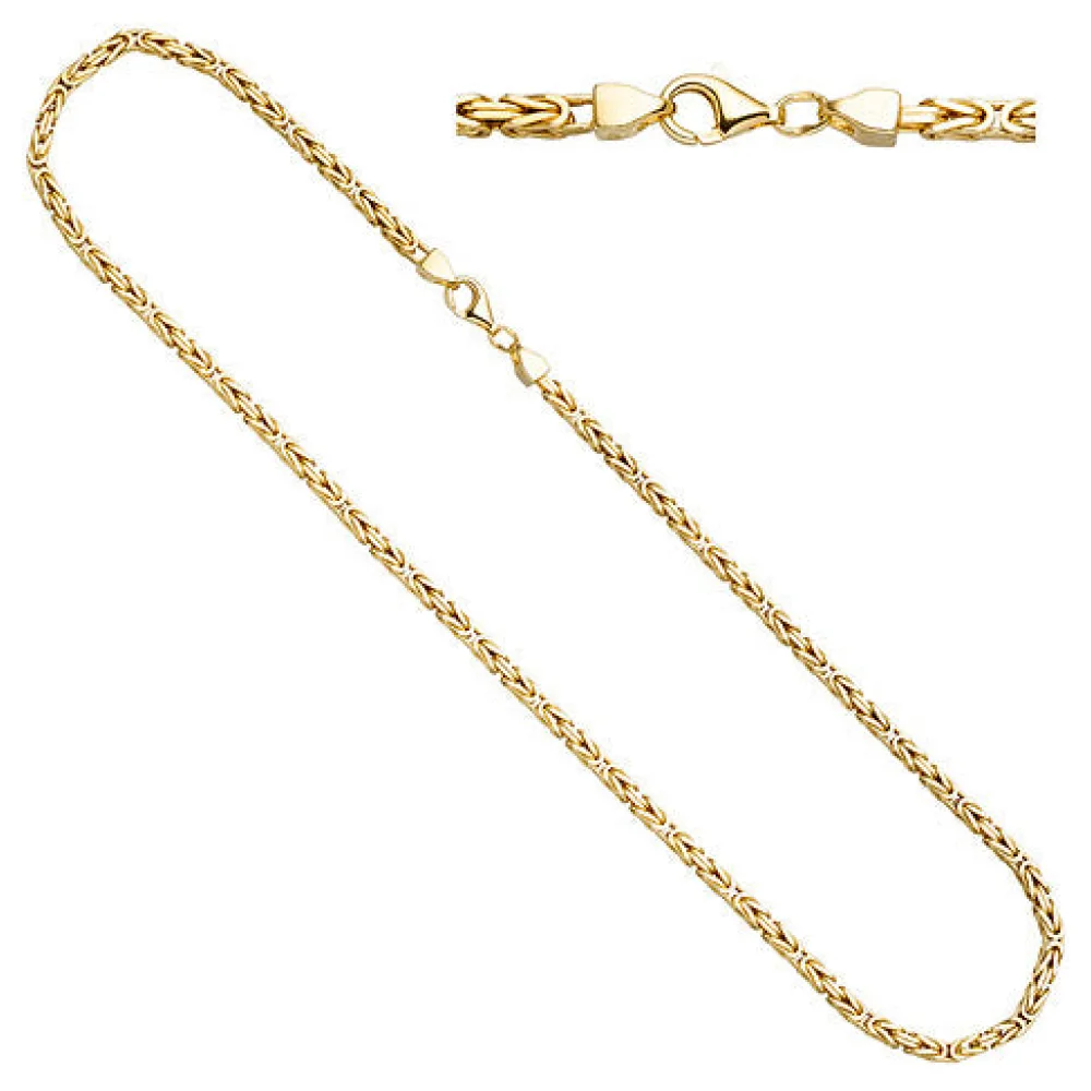 Königskette 925 Sterling Silber gold vergoldet 3 2 mm 45 cm Kette Halskette