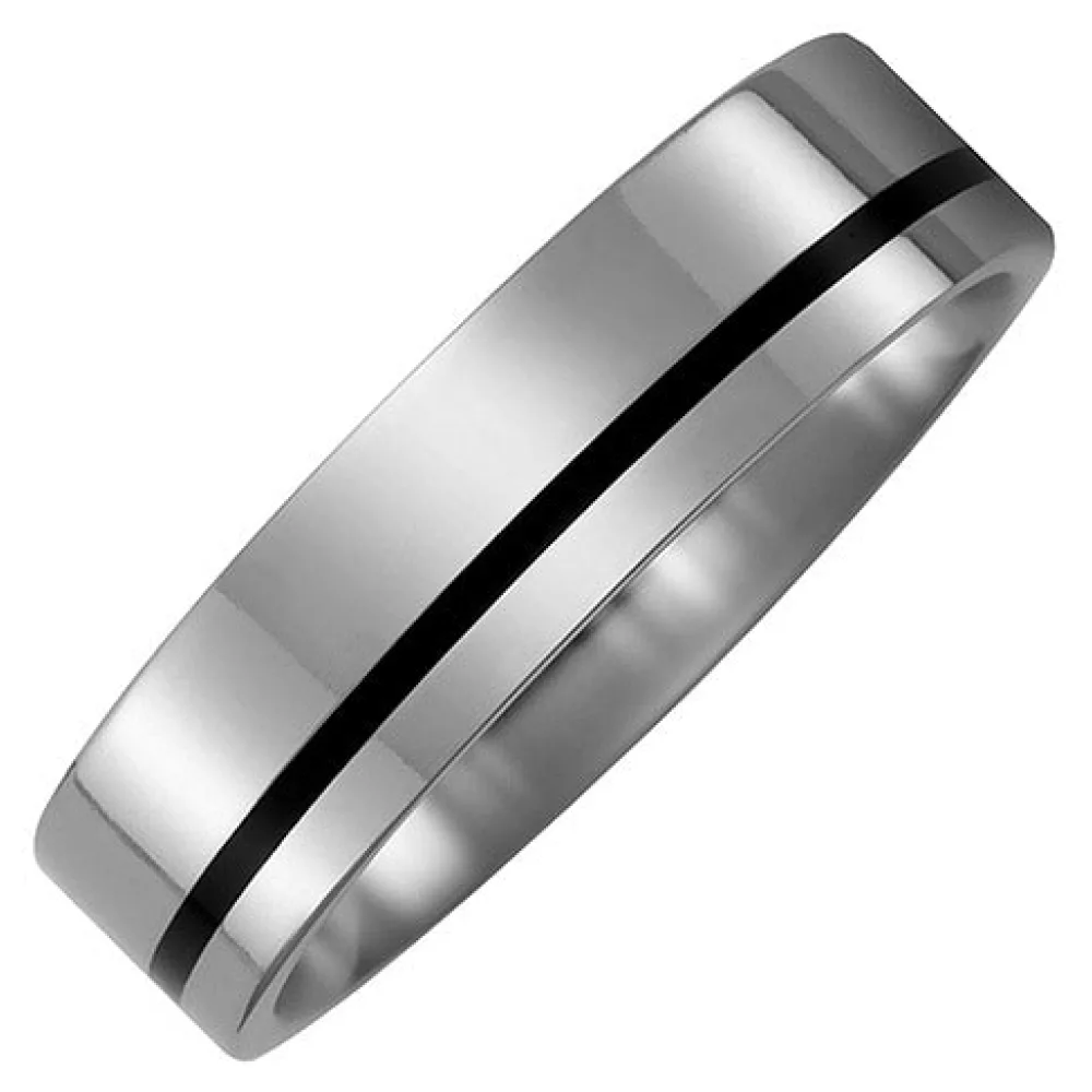 Partner Ring aus Titan mit Keramik schwarz Partnerring bicolor-60