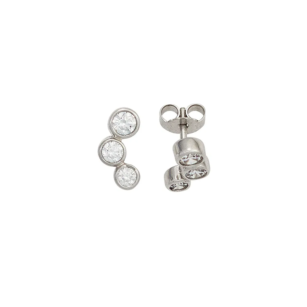 Ohrstecker 375 Gold Weißgold 6 Zirkonia Ohrringe