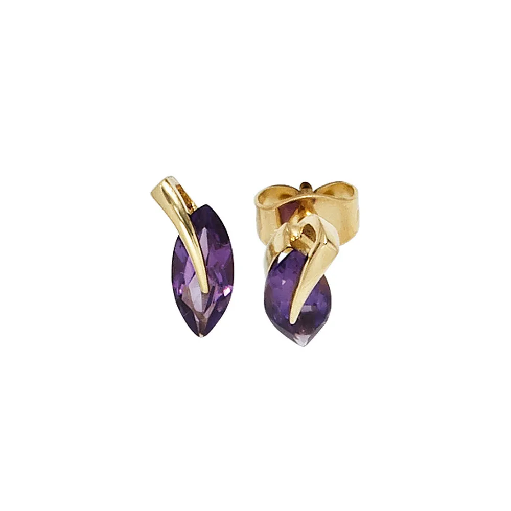 Ohrstecker 585 Gold Gelbgold 2 Amethyste lila violett Ohrringe Goldohrstecker