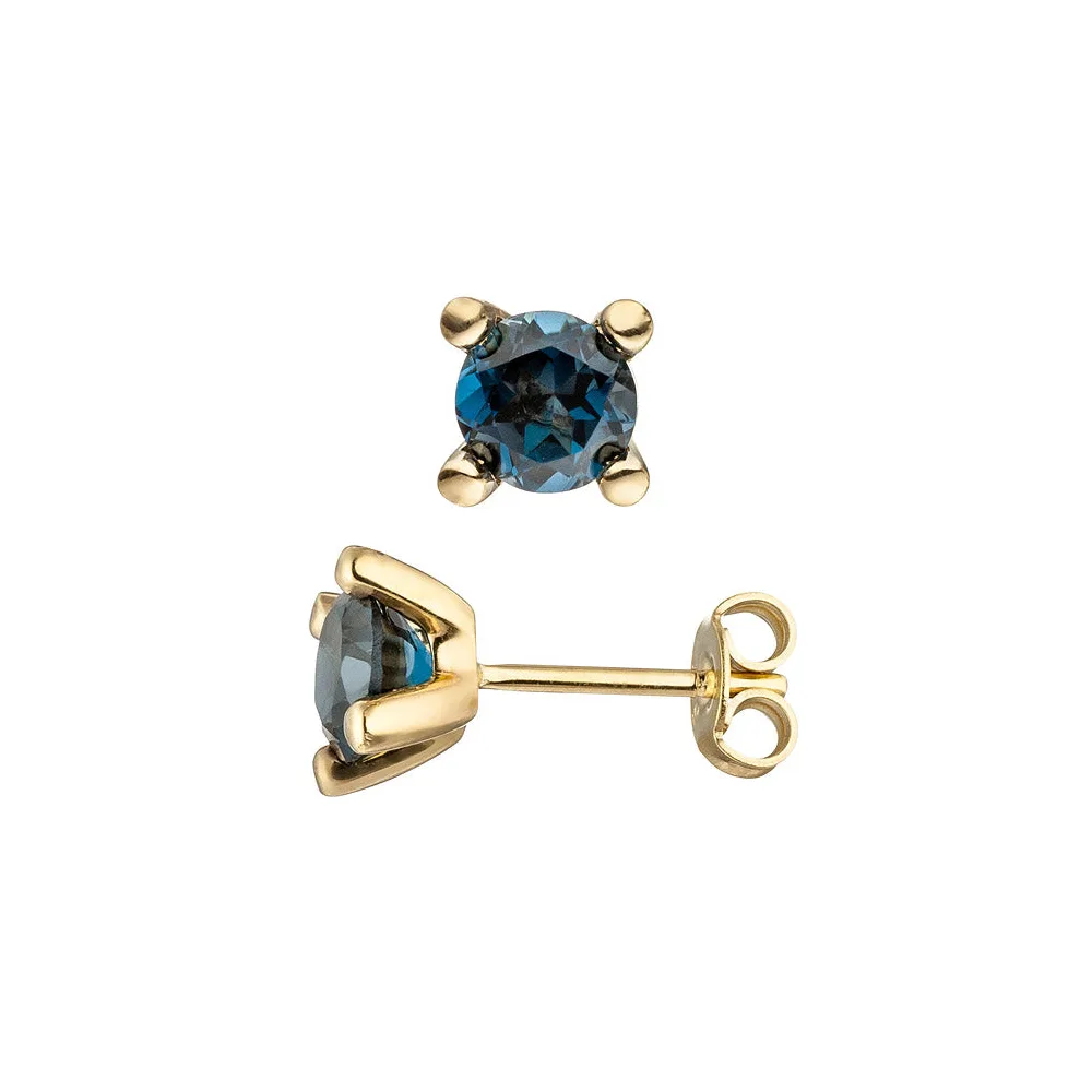 Ohrstecker 585 Gold Gelbgold 2 Blautopase blau London Blue Ohrringe