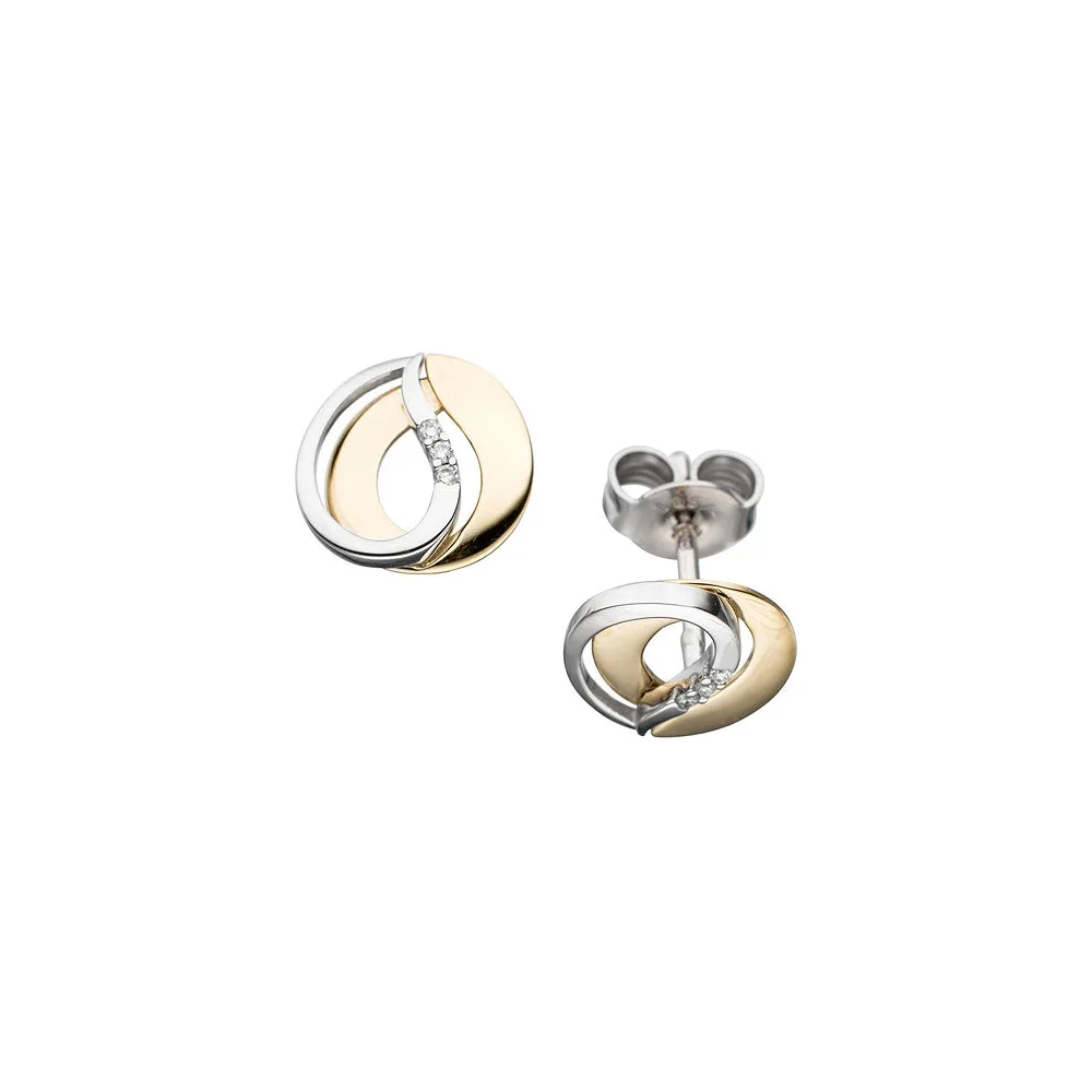 Ohrstecker 585 Gold Gelbgold Weißgold bicolor 6 Diamanten Brillanten Ohrringe
