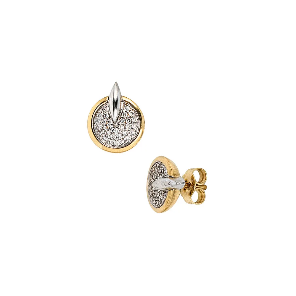 Ohrstecker 585 Gold Gelbgold Weißgold bicolor 60 Diamanten Brillanten Ohrringe