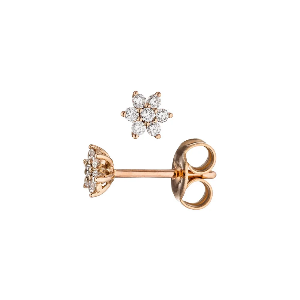 Ohrstecker 585 Gold Rotgold 14 Diamanten Brillanten Ohrringe Diamantohrringe