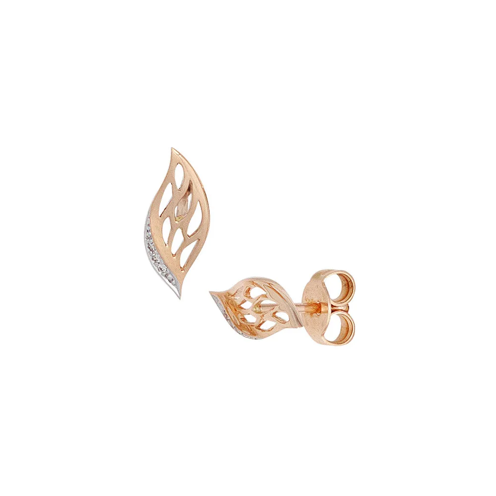 Ohrstecker 585 Gold Rotgold 6 Diamanten Brillanten Ohrringe