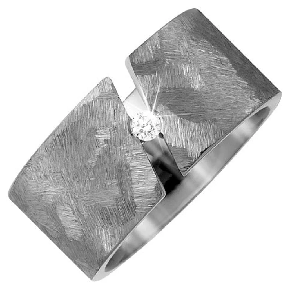 Partner Ring breit aus Titan 1 Diamant Brillant 0 05ct. Partnerring Titanring-52