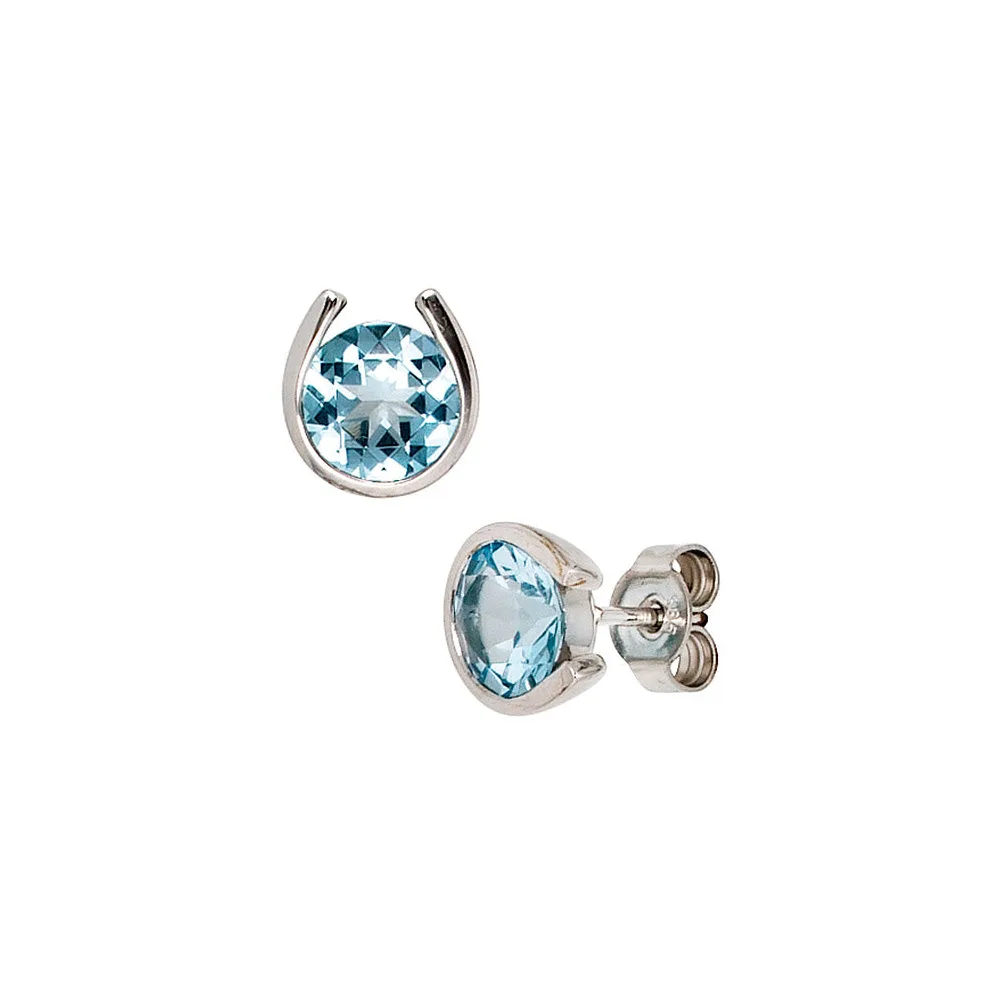 Ohrstecker 585 Gold Weißgold 2 Blautopase hellblau blau Ohrringe Goldohrstecker