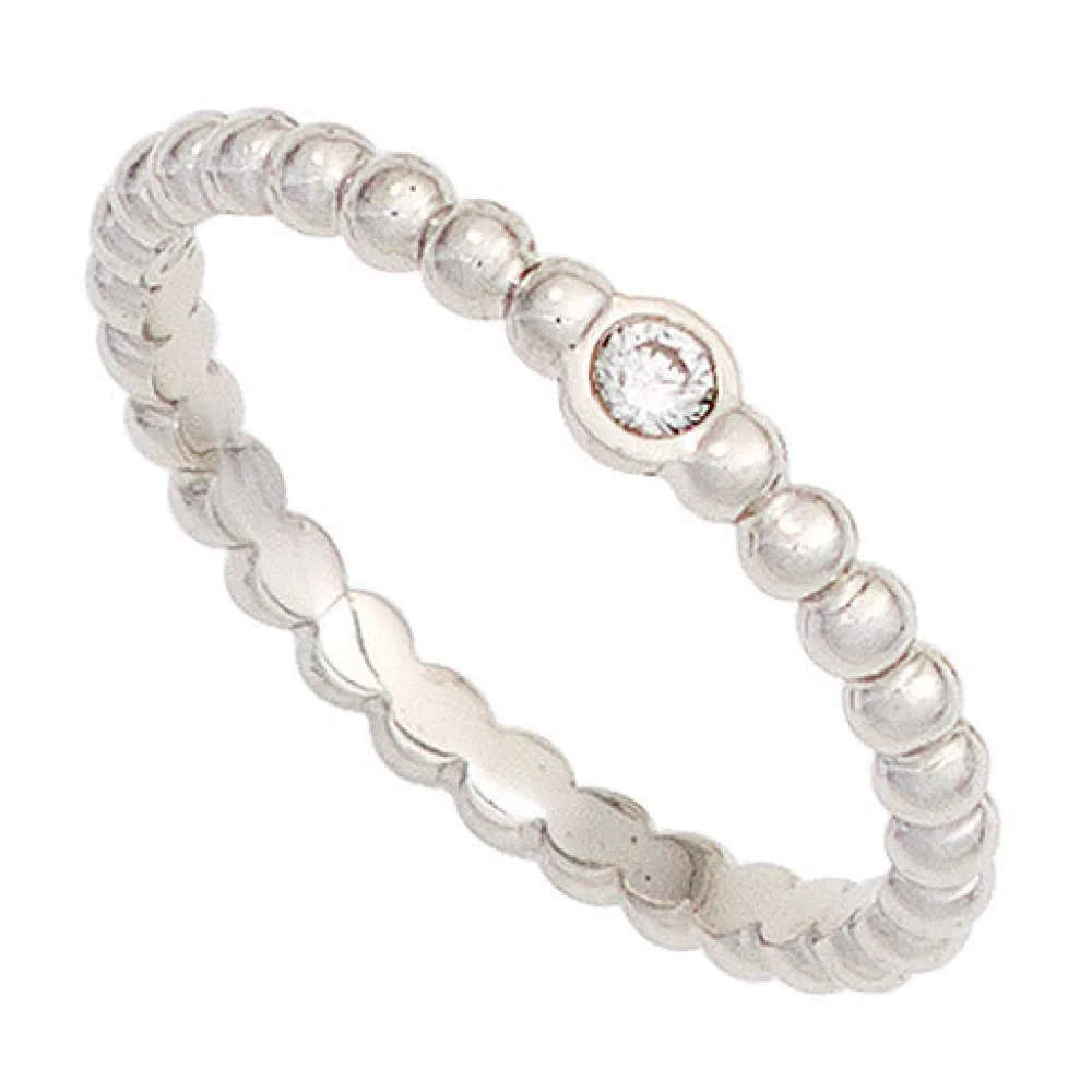 Damen Ring Kugel 950 Platin 1 Diamant Brillant 0 05ct. Kugelring Platinring-54