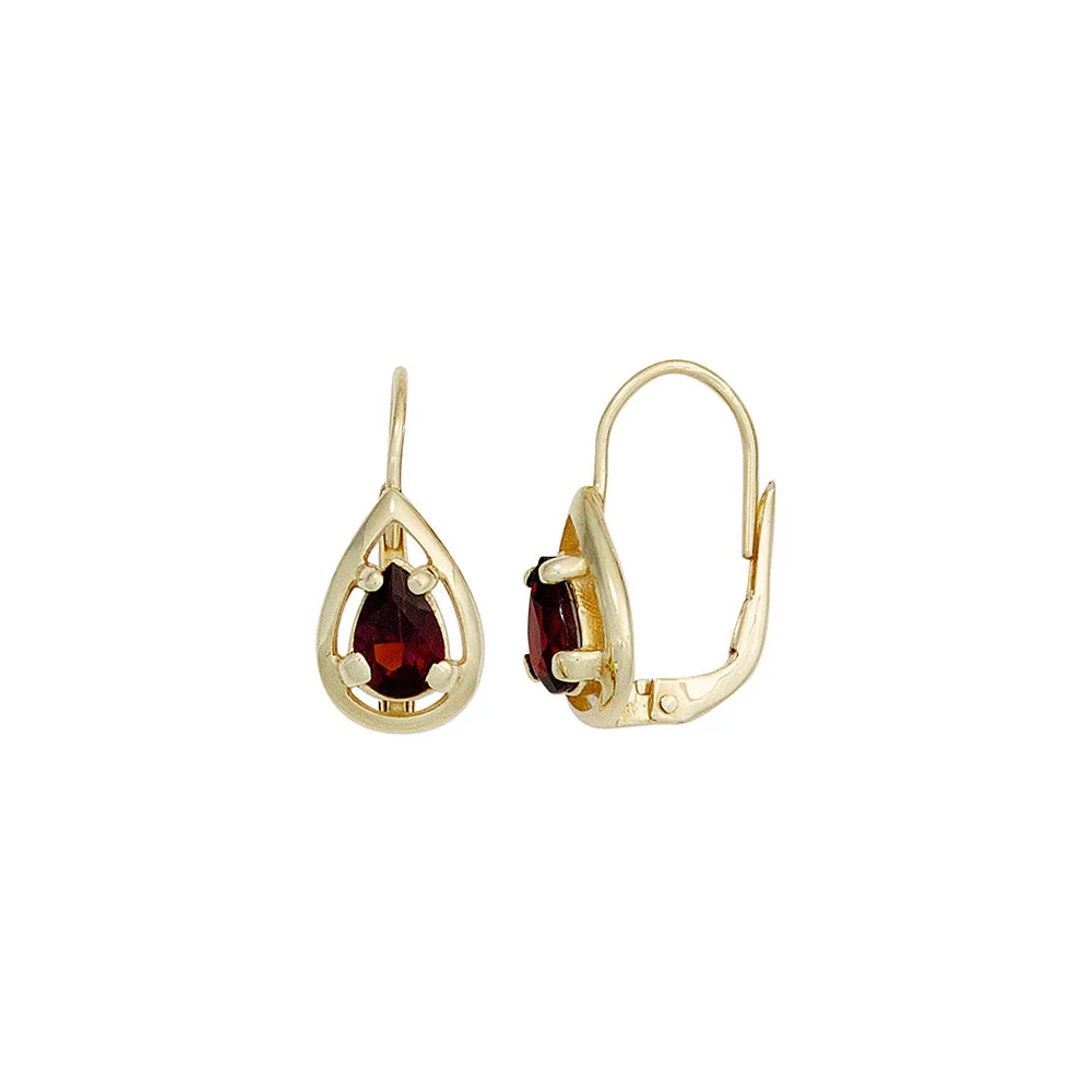 Boutons Tropfen 333 Gold Gelbgold 2 Granate rot Ohrringe Ohrhänger Goldohrringe