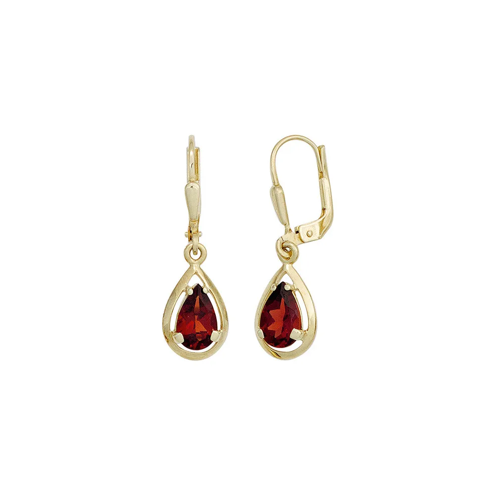 Boutons Tropfen 333 Gold Gelbgold 2 Granate rot Ohrringe Ohrhänger Goldohrringe