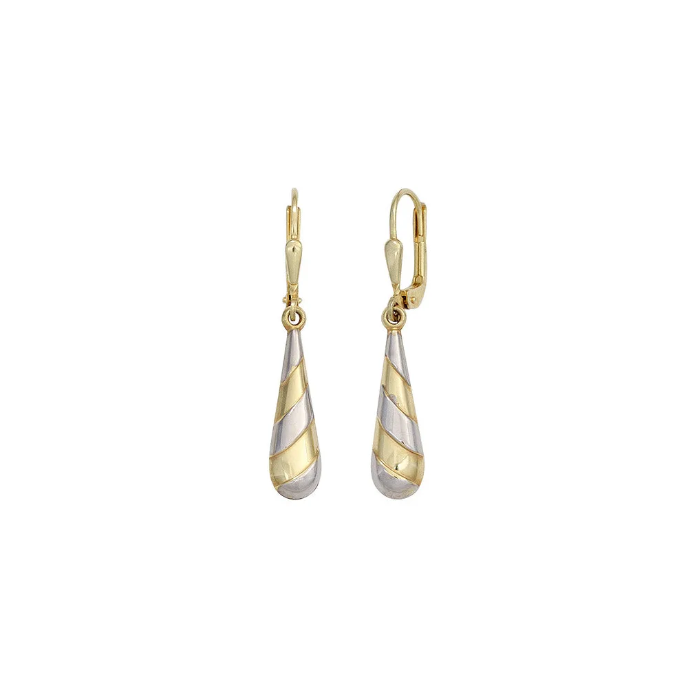 Boutons Tropfen 333 Gold Gelbgold bicolor Ohrringe Ohrhänger Goldohrringe