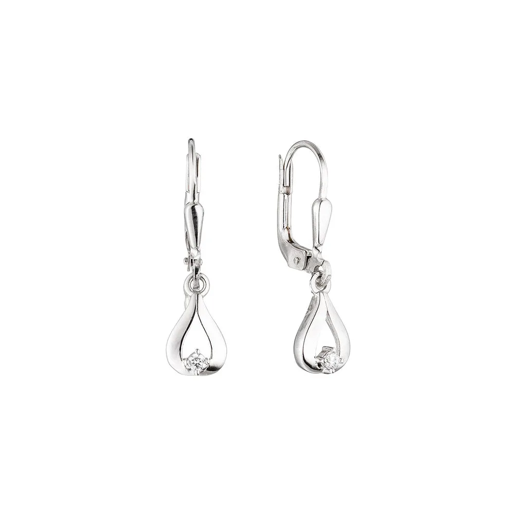 Boutons Tropfen 333 Gold Weißgold 2 Zirkonia Ohrringe Ohrhänger Goldohrringe