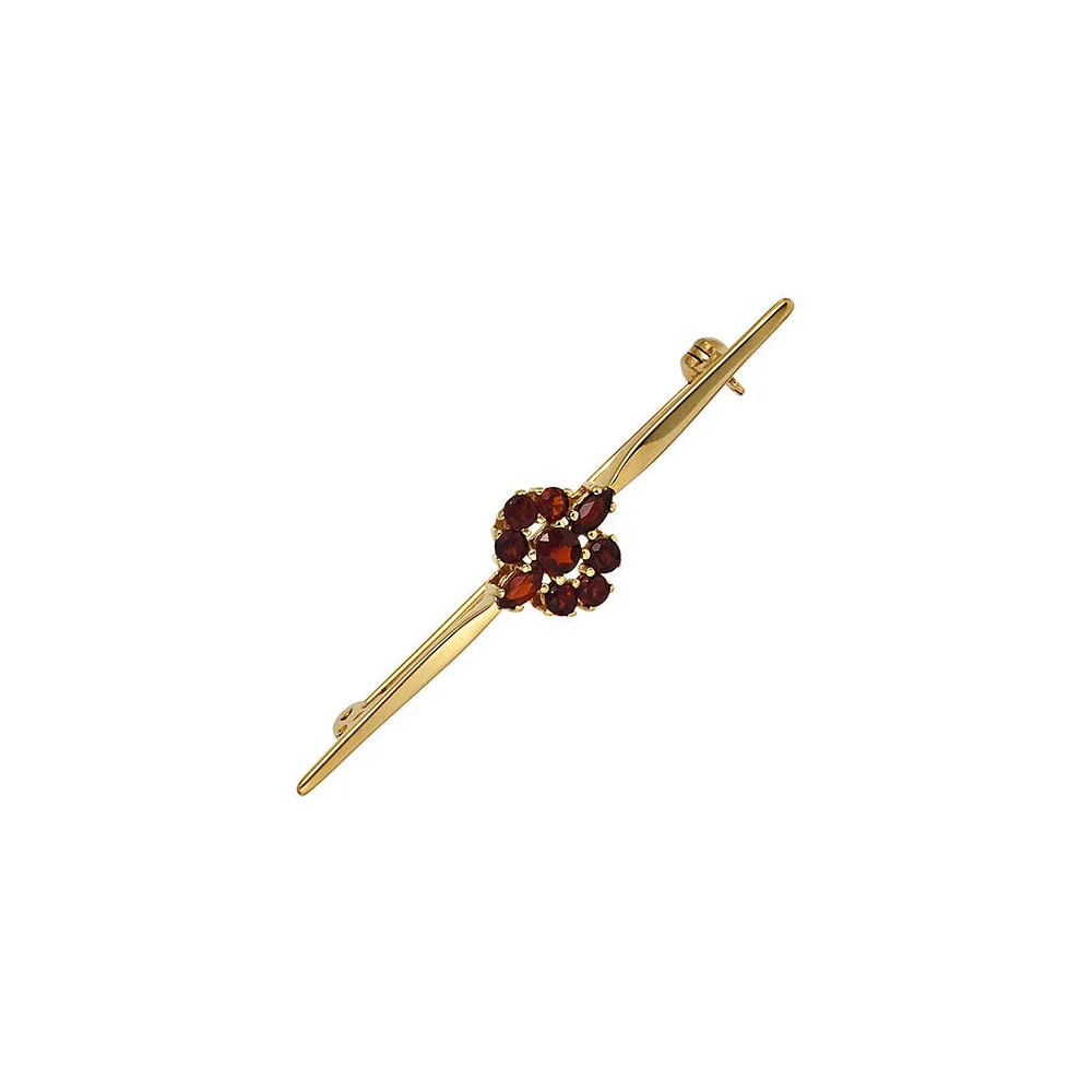 Brosche 375 Gold Gelbgold 9 Granate rot Goldbrosche